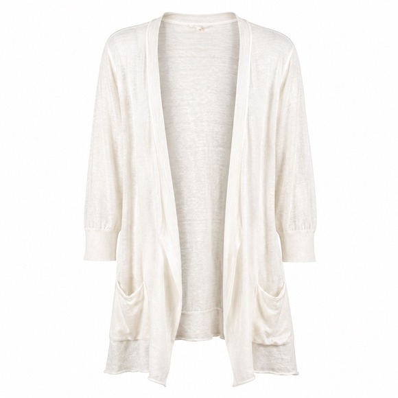 Eileen Fisher Sweaters - Eileen Fisher Womens Cardigan M Linen White Coastal Minimalist Layering Sweater